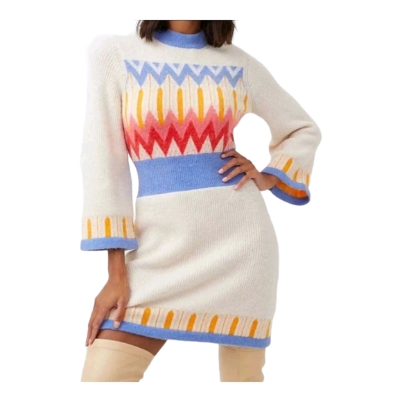 French Connection Dresses & Skirts - NWT French Connection Neya Fairisle Sweater Dress Mini Size Small Wool B…